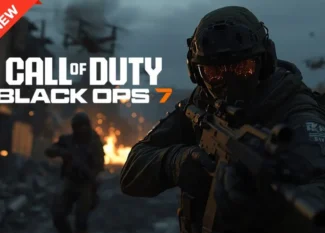 Call of Duty: Black Ops 7 game cover showing a soldier aiming a rifle in a combat zone with fire in the background.