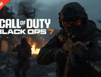 Call of Duty: Black Ops 7 game cover showing a soldier aiming a rifle in a combat zone with fire in the background.