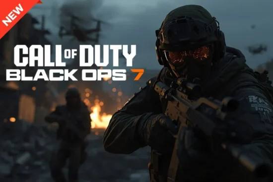 Call of Duty: Black Ops 7 game cover showing a soldier aiming a rifle in a combat zone with fire in the background.