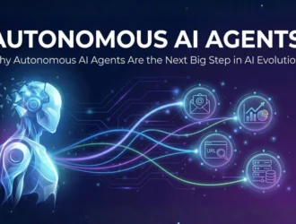 An illustration of an autonomous AI agent processing data from various sources like email, analytics, URLs, and databases.