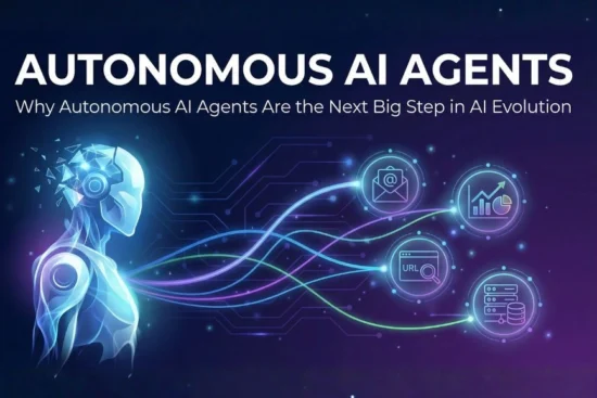 An illustration of an autonomous AI agent processing data from various sources like email, analytics, URLs, and databases.