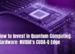 A purple-lit computer chip. Text reads: 'How to Invest in Quantum Computing Hardware: NVIDIA'S CUDA-Q Edge'